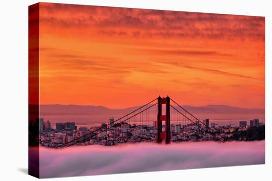 Sunrise Sky Over San Francisco and Golden Gate Bridge-Vincent James-Stretched Canvas