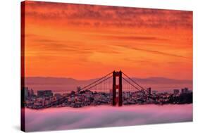 Sunrise Sky Over San Francisco and Golden Gate Bridge-Vincent James-Stretched Canvas