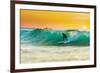 Sunrise Surfing Breeaking Wave-null-Framed Premium Giclee Print