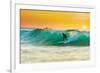 Sunrise Surfing Breeaking Wave-null-Framed Premium Giclee Print