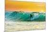 Sunrise Surfing Breeaking Wave-null-Mounted Premium Giclee Print