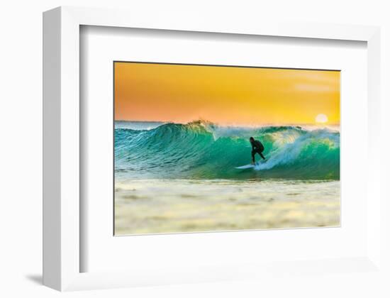 Sunrise Surfing Breeaking Wave-null-Framed Art Print