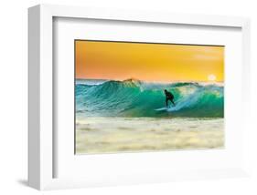 Sunrise Surfing Breeaking Wave-null-Framed Art Print