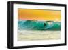 Sunrise Surfing Breeaking Wave-null-Framed Art Print