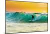 Sunrise Surfing Breeaking Wave-null-Mounted Art Print