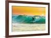 Sunrise Surfing Breeaking Wave-null-Framed Art Print