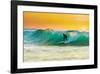 Sunrise Surfing Breeaking Wave-null-Framed Art Print