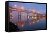 Sunrise thru Morning Fog along Willamitte River and Marquam Bridge,Portland, Oregon.-Craig Tuttle-Framed Stretched Canvas