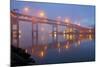 Sunrise thru Morning Fog along Willamitte River and Marquam Bridge,Portland, Oregon.-Craig Tuttle-Mounted Photographic Print