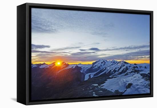 Sunrise View of Monte Rosa from the Matterhorn, Zermatt, Valais, Swiss Alps, Switzerland, Europe-Christian Kober-Framed Stretched Canvas