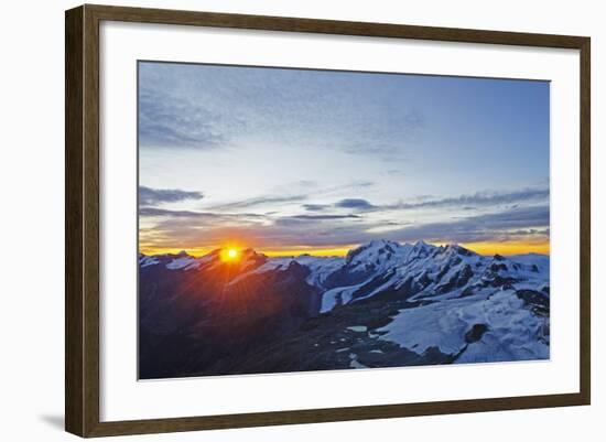 Sunrise View of Monte Rosa from the Matterhorn, Zermatt, Valais, Swiss Alps, Switzerland, Europe-Christian Kober-Framed Photographic Print