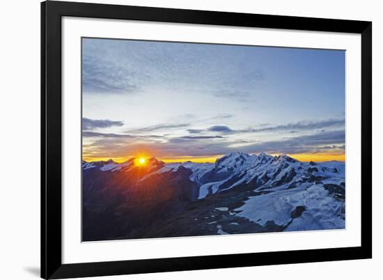 Sunrise View of Monte Rosa from the Matterhorn, Zermatt, Valais, Swiss Alps, Switzerland, Europe-Christian Kober-Framed Photographic Print