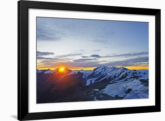 Sunrise View of Monte Rosa from the Matterhorn, Zermatt, Valais, Swiss Alps, Switzerland, Europe-Christian Kober-Framed Photographic Print