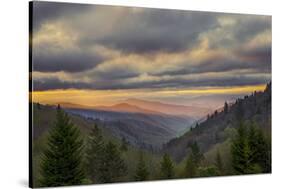 Sunrise view of Oconaluftee Valley, Great Smoky Mountains National Park, North Carolina-Adam Jones-Stretched Canvas