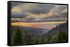 Sunrise view of Oconaluftee Valley, Great Smoky Mountains National Park, North Carolina-Adam Jones-Framed Stretched Canvas