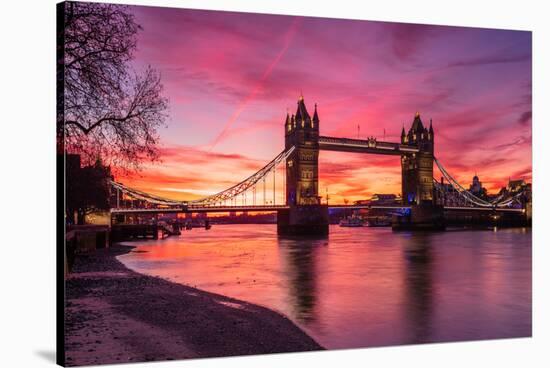 Sunrise view of Tower Bridge from Tower Wharf, Tower of London, London-Ed Hasler-Stretched Canvas