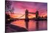 Sunrise view of Tower Bridge from Tower Wharf, Tower of London, London-Ed Hasler-Stretched Canvas