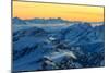 Sunrise view over the Alps from the top of Monte Rosa, Aosta Valley, Italy-ClickAlps-Mounted Photographic Print