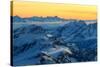 Sunrise view over the Alps from the top of Monte Rosa, Aosta Valley, Italy-ClickAlps-Stretched Canvas