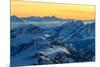 Sunrise view over the Alps from the top of Monte Rosa, Aosta Valley, Italy-ClickAlps-Mounted Photographic Print