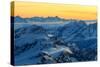 Sunrise view over the Alps from the top of Monte Rosa, Aosta Valley, Italy-ClickAlps-Stretched Canvas