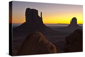 Sunrise, West and East Mitten, Monument Valley, Arizona-Michel Hersen-Stretched Canvas