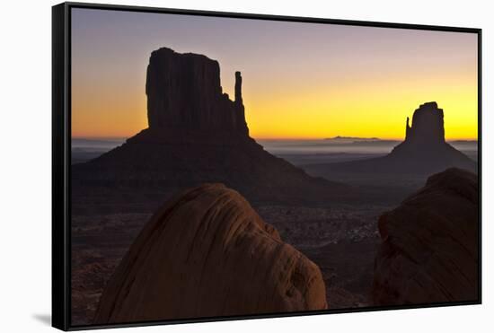 Sunrise, West and East Mitten, Monument Valley, Arizona-Michel Hersen-Framed Stretched Canvas