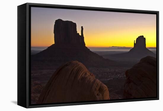 Sunrise, West and East Mitten, Monument Valley, Arizona-Michel Hersen-Framed Stretched Canvas