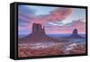 Sunrise, West Mitten Butte on left and East Mitten Butte on right, Monument Valley Navajo Tribal Pa-Richard Maschmeyer-Framed Stretched Canvas