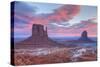 Sunrise, West Mitten Butte on left and East Mitten Butte on right, Monument Valley Navajo Tribal Pa-Richard Maschmeyer-Stretched Canvas
