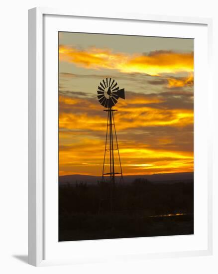 Sunrise with Windmill, Cimarron, New Mexico, USA-Maresa Pryor-Framed Photographic Print