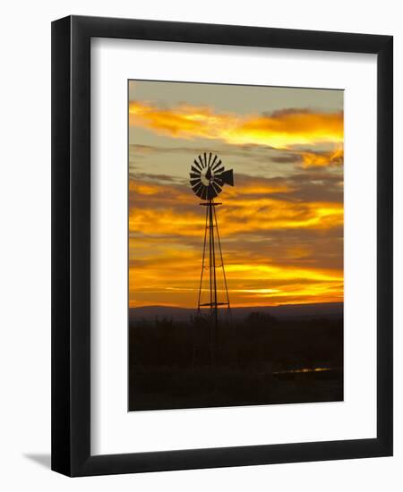 Sunrise with Windmill, Cimarron, New Mexico, USA-Maresa Pryor-Framed Premium Photographic Print