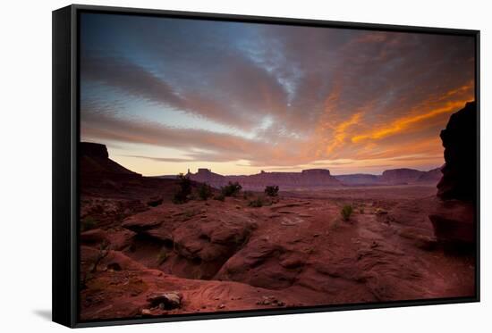 Sunrises in the Moab Desert - Viewed from the Fisher Towers - Moab, Utah-Dan Holz-Framed Stretched Canvas