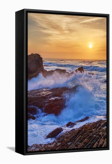 Sunscape Splash at Montaña de Oro State Park-null-Framed Stretched Canvas