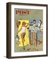 "Sunscreen?" Saturday Evening Post Cover, August 16, 1958-Kurt Ard-Framed Giclee Print