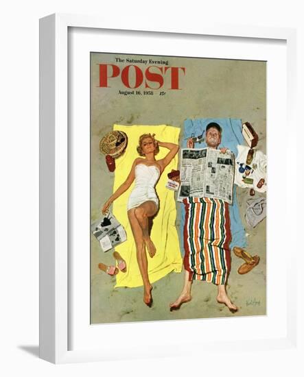 "Sunscreen?" Saturday Evening Post Cover, August 16, 1958-Kurt Ard-Framed Giclee Print