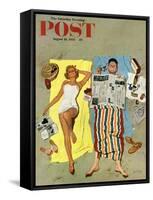 "Sunscreen?" Saturday Evening Post Cover, August 16, 1958-Kurt Ard-Framed Stretched Canvas