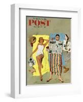 "Sunscreen?" Saturday Evening Post Cover, August 16, 1958-Kurt Ard-Framed Giclee Print