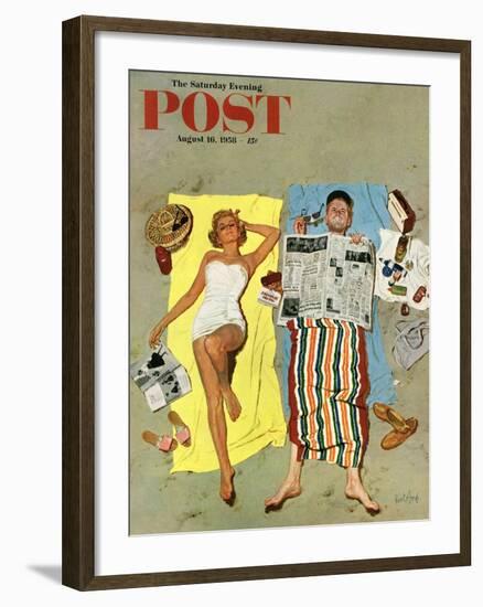 "Sunscreen?" Saturday Evening Post Cover, August 16, 1958-Kurt Ard-Framed Giclee Print