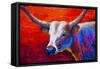 Sunset Ablaze Longhorn-Marion Rose-Framed Stretched Canvas