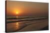 Sunset across Quiet Surf, Crescent Beach, Sarasota, Florida, USA-Bernard Friel-Stretched Canvas