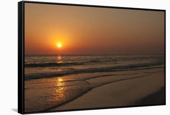 Sunset across Quiet Surf, Crescent Beach, Sarasota, Florida, USA-Bernard Friel-Framed Stretched Canvas