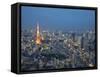 Sunset Aerial of Downtown Including Tokyo Tower and Rainbow Bridge, Tokyo, Japan-Josh Anon-Framed Stretched Canvas