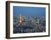 Sunset Aerial of Downtown Including Tokyo Tower and Rainbow Bridge, Tokyo, Japan-Josh Anon-Framed Photographic Print