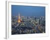 Sunset Aerial of Downtown Including Tokyo Tower and Rainbow Bridge, Tokyo, Japan-Josh Anon-Framed Photographic Print