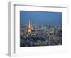 Sunset Aerial of Downtown Including Tokyo Tower and Rainbow Bridge, Tokyo, Japan-Josh Anon-Framed Photographic Print