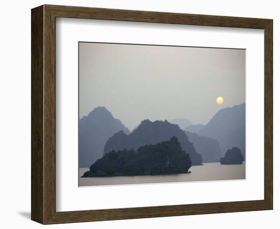 Sunset Against Limestone Grotto Islands, Halong Bay, Vietnam, Indochina, Southeast Asia-Alison Wright-Framed Photographic Print