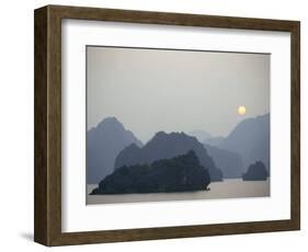 Sunset Against Limestone Grotto Islands, Halong Bay, Vietnam, Indochina, Southeast Asia-Alison Wright-Framed Photographic Print