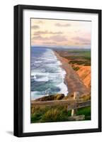 Sunset along Pt Reyes Seashore, San Francisco with oceans breaking along the California coast-David Chang-Framed Premium Photographic Print