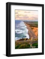 Sunset along Pt Reyes Seashore, San Francisco with oceans breaking along the California coast-David Chang-Framed Photographic Print